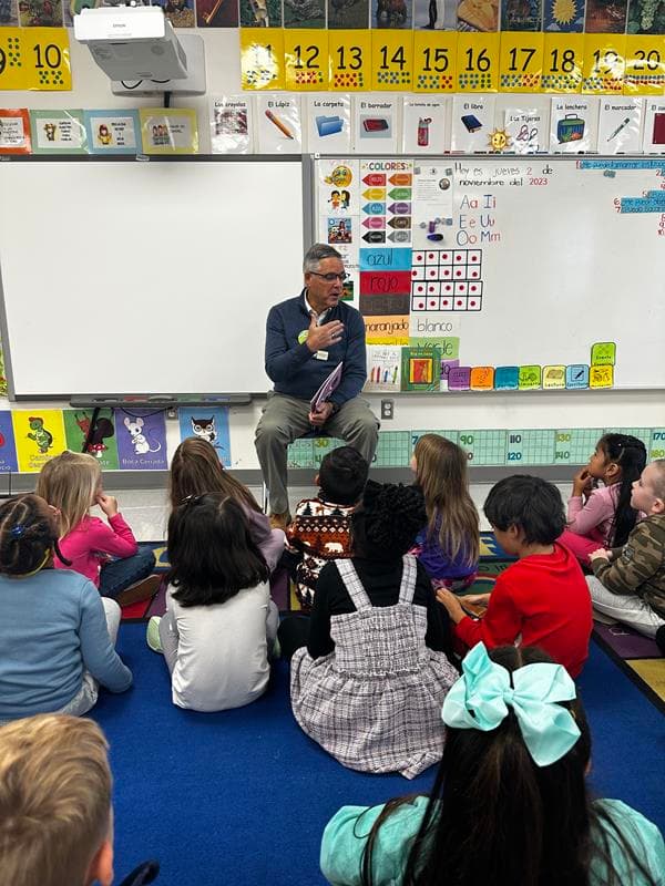Monti reading at Elon Elementary